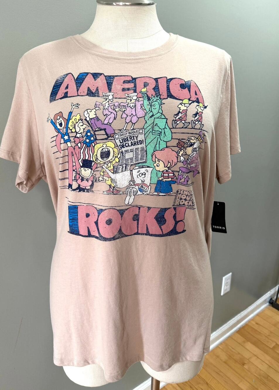Torrid 3 (3X 22/24) Schoolhouse Rock America 70s Retro Graphic T Shirt Cartoon